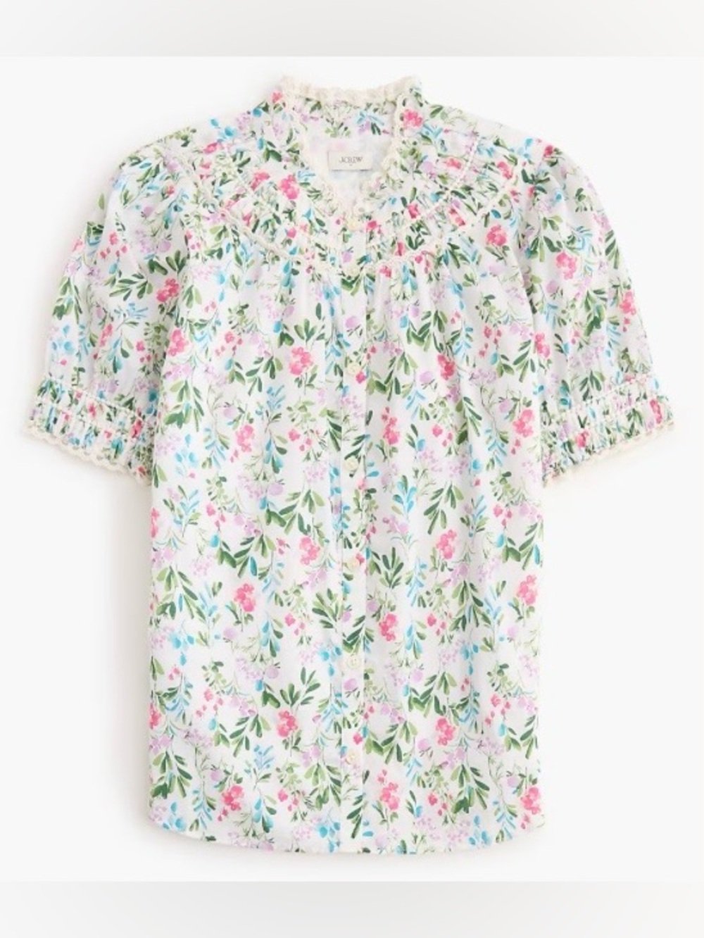 J. Crew Factory Short Sleeve Floral Smocked Top